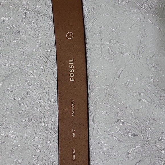 Fossil Geo Color Block Cabernet Leather Belt Size Small - Picture 4 of 8